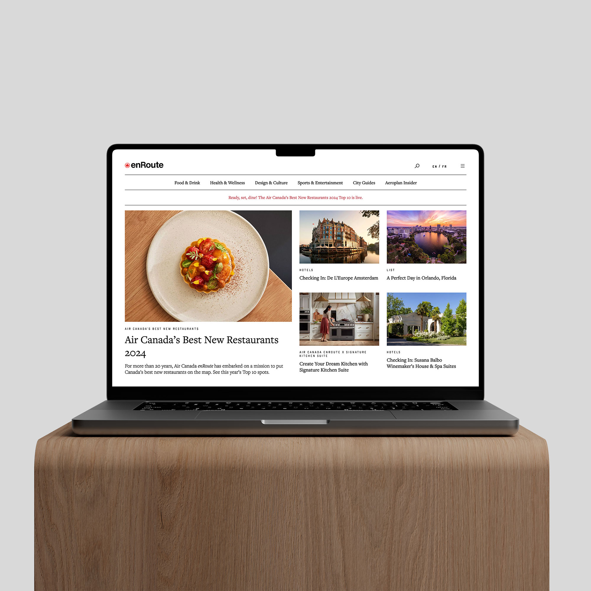 Air Canada enRoute website on a laptop