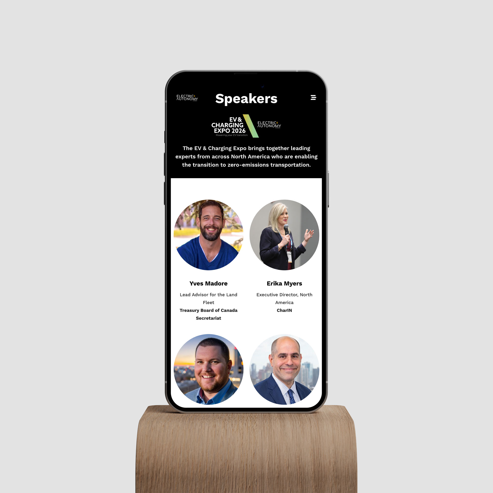 Electric Autonomy EV & Charging EXPO website on mobile